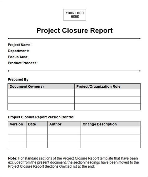 project closure report template